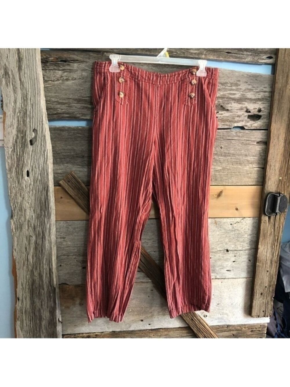 MAURICES Size XL Rust Loose Fit Striped Pants